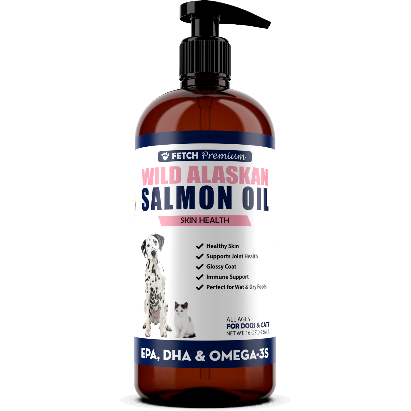 Wild Alaskan Salmon Oil for Dogs & Cats Skin Health with Omega 3 –